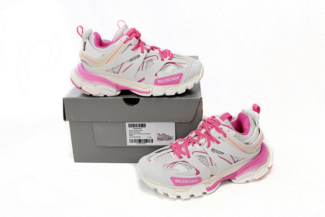 Tênis Balenciaga Track Branco, Cinza e Rosa W1GB1 2258
