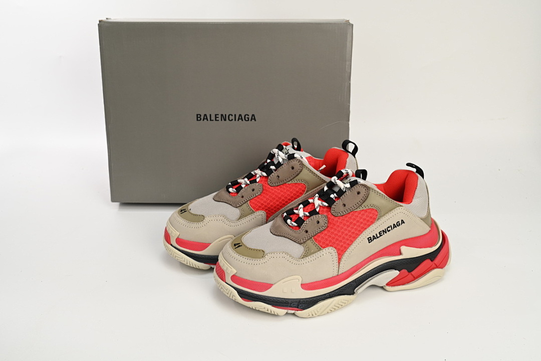 Balenciaga Triple S Rouge, Blanc, Gris foncé W06E2 1863 
