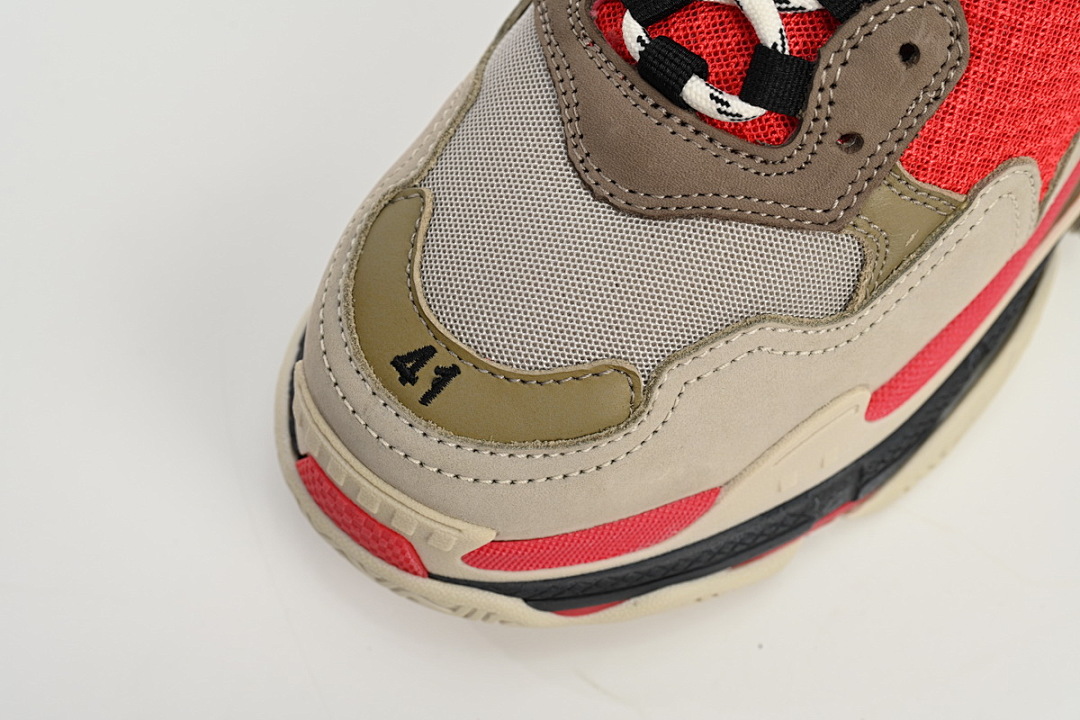 Balenciaga Triple S Rouge, Blanc, Gris foncé W06E2 1863 