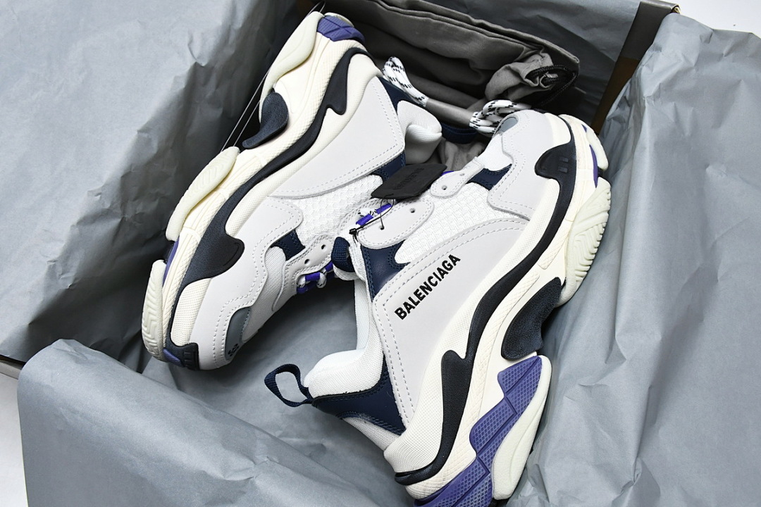 Balenciaga Triple S Blanco Azul oscuro W09E1 9000 