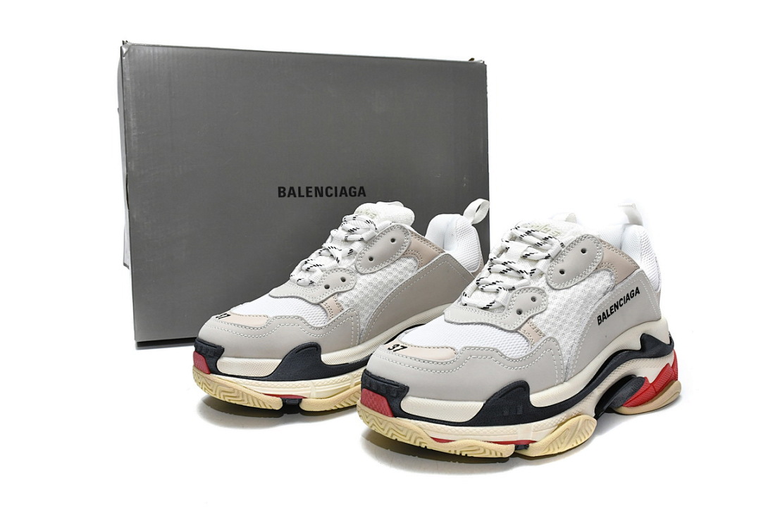 Balenciaga Triple S Blanco, Gris oscuro, Rojo W09E1 9000 