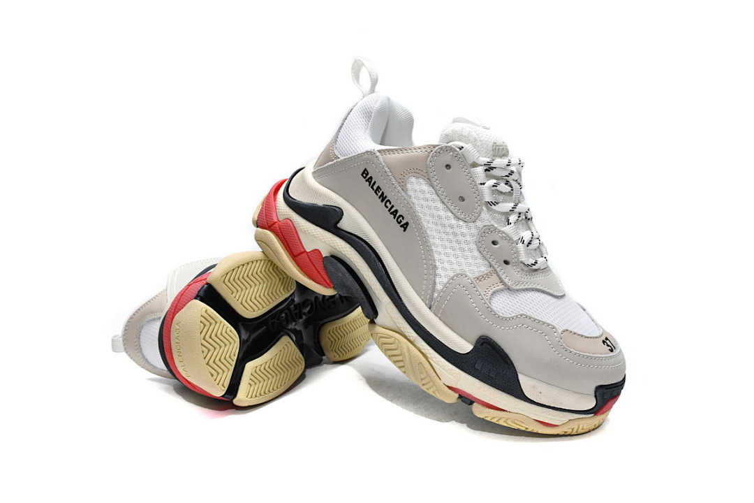 Balenciaga Triple S Blanco, Gris oscuro, Rojo W09E1 9000 