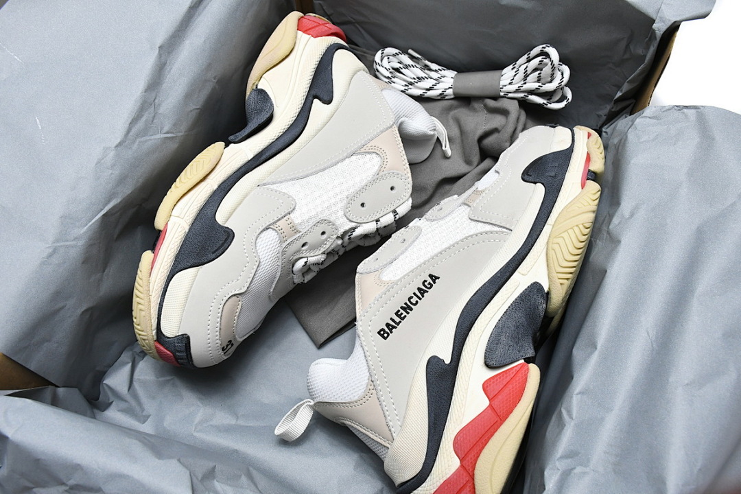 Balenciaga Triple S Blanco, Gris oscuro, Rojo W09E1 9000 