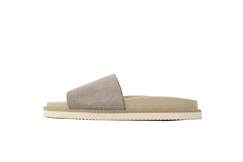 Brunello Cucinelli Suede Slide Sandals Beige