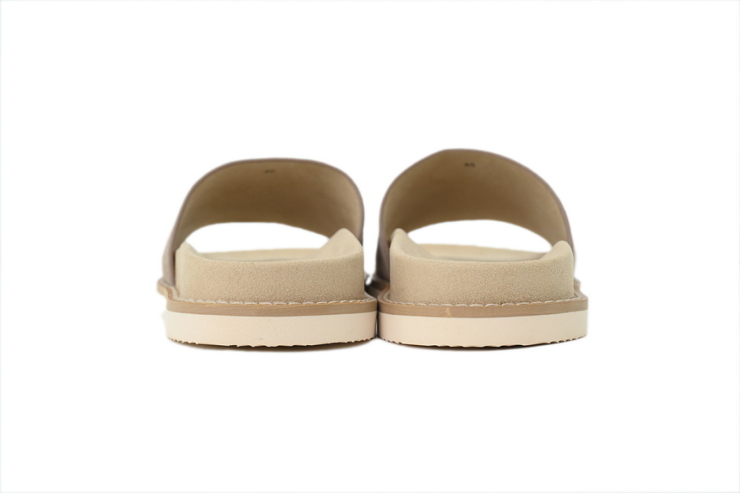 Brunello Cucinelli Suede Slide Sandals Beige