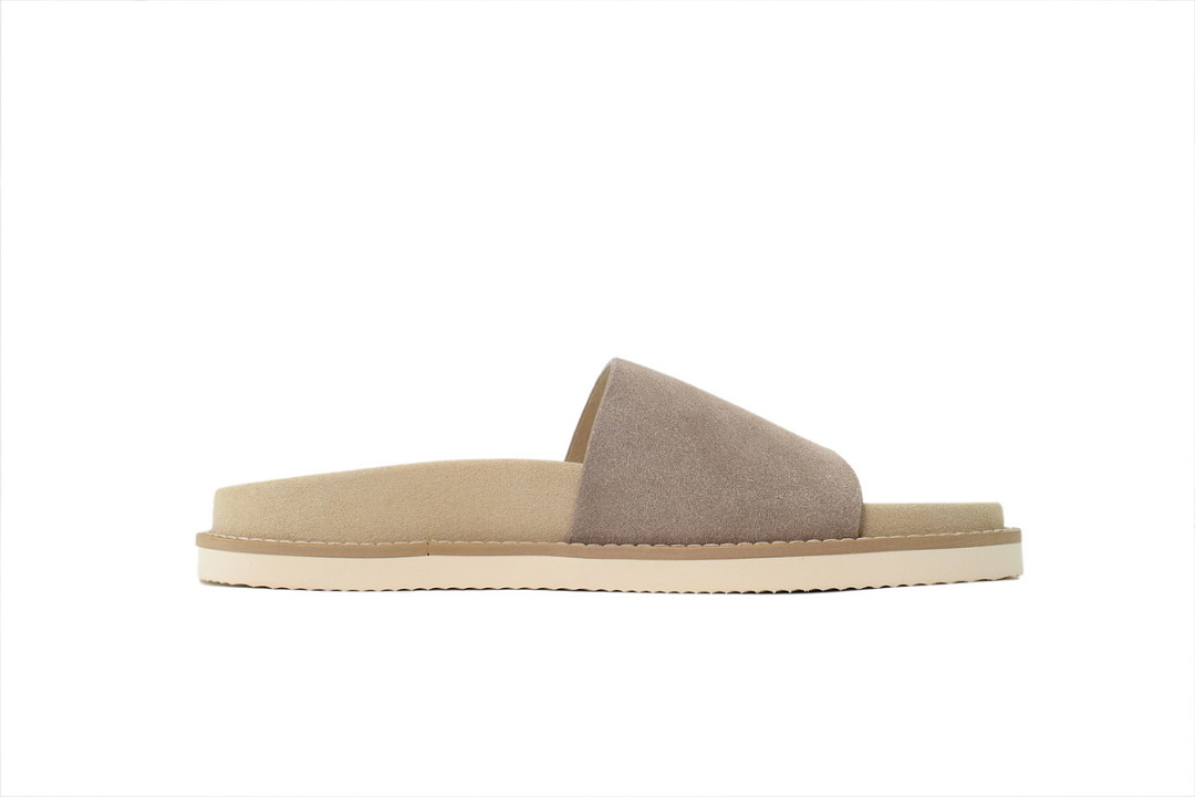Brunello Cucinelli Suede Slide Sandals Beige
