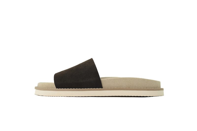 Brunello Cucinelli Suede Slide Sandals Coffee