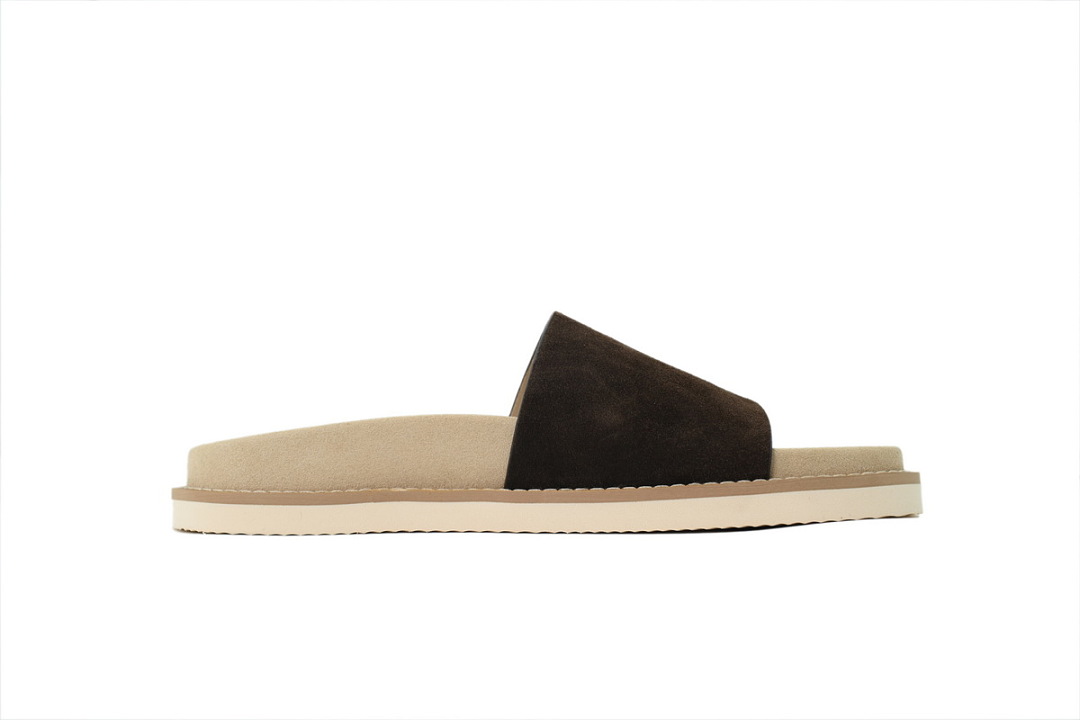Brunello Cucinelli Suede Slide Sandals Coffee