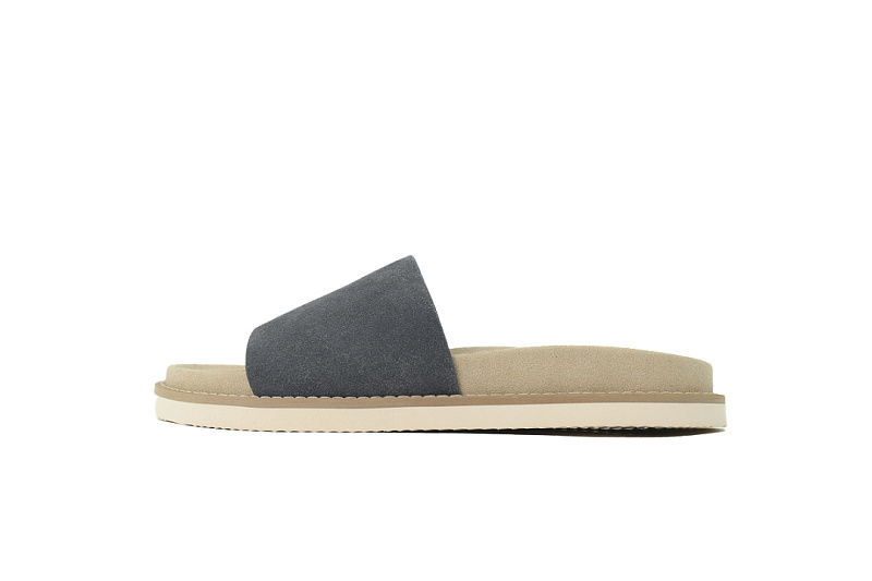 Brunello Cucinelli Suede Slide Sandals Grey
