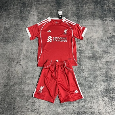 Kids 2026 Liverpool Red Home Jersey Set White Trim 01
