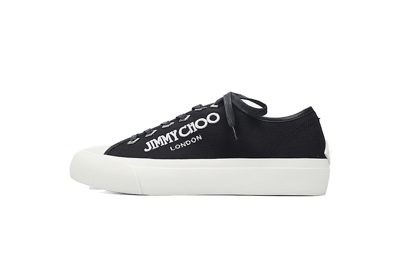 Jimmy Choo Palma Maxi Black and Latte Canvas Platform Trainers PALMAMAXIFCYE01