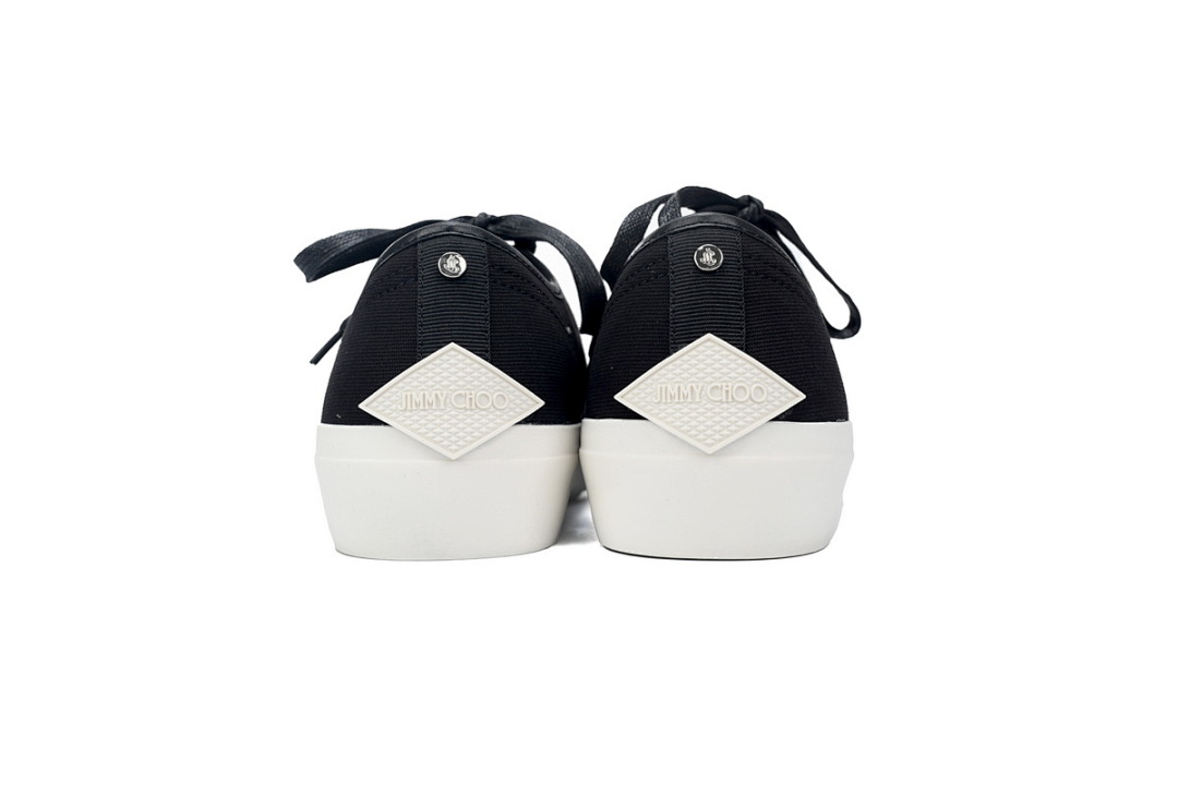 Jimmy Choo Palma Maxi Black and Latte Canvas Platform Trainers PALMAMAXIFCYE01