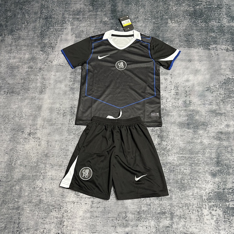 Kids Chelsea Away Jersey Set Black Blue