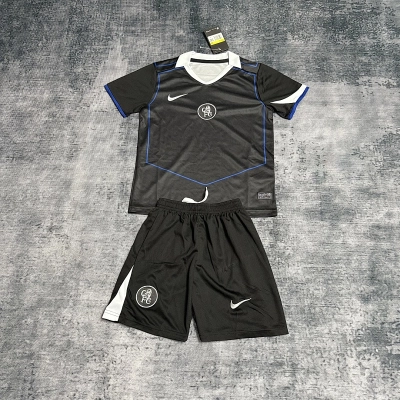Kids Chelsea Away Jersey Set Black Blue 01