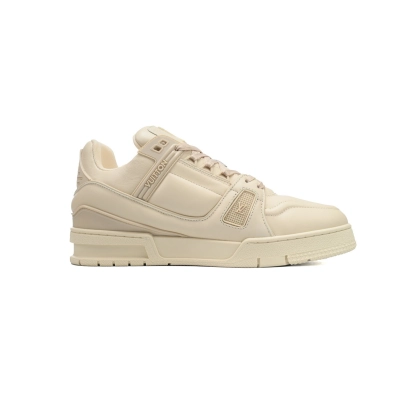 Louis Vuitton LV Trainer Cream Beige Monogram Leather Sneaker 02