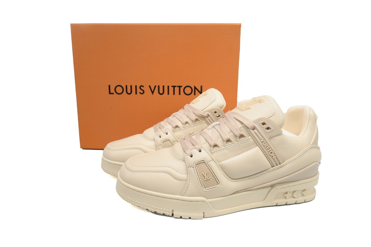 Louis Vuitton LV Trainer Cream Beige Monogram Leather Sneaker