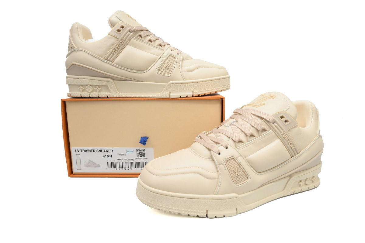 Louis Vuitton LV Trainer Cream Beige Monogram Leather Sneaker