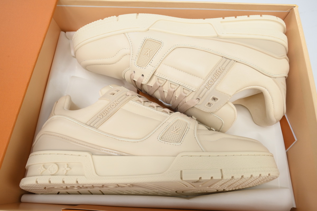 Louis Vuitton LV Trainer Cream Beige Monogram Leather Sneaker