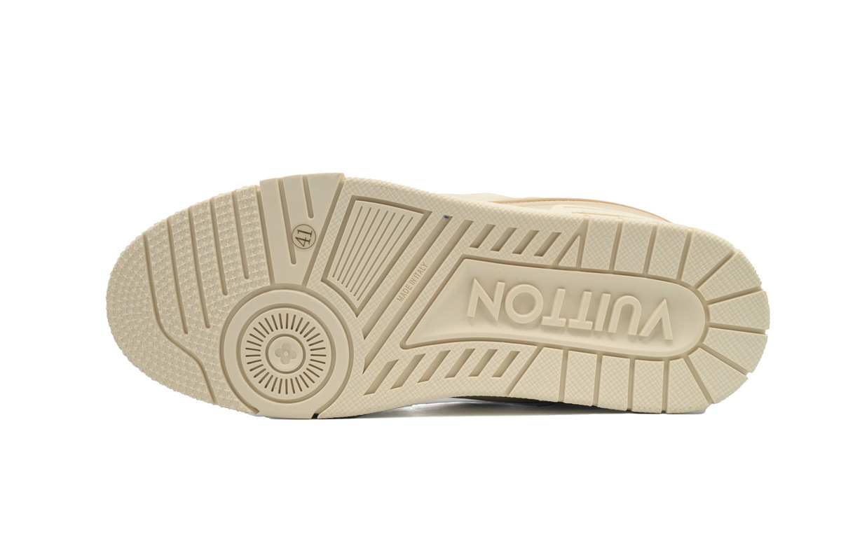 Louis Vuitton LV Trainer Cream Beige Monogram Leather Sneaker