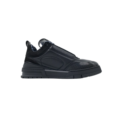 Louis Vuitton LV Trainer Black Leather Flower Sneakers 02