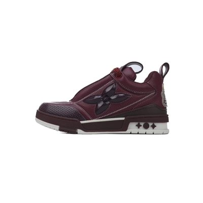 Louis Vuitton LV Trainer Burgundy Leather Sneakers 01