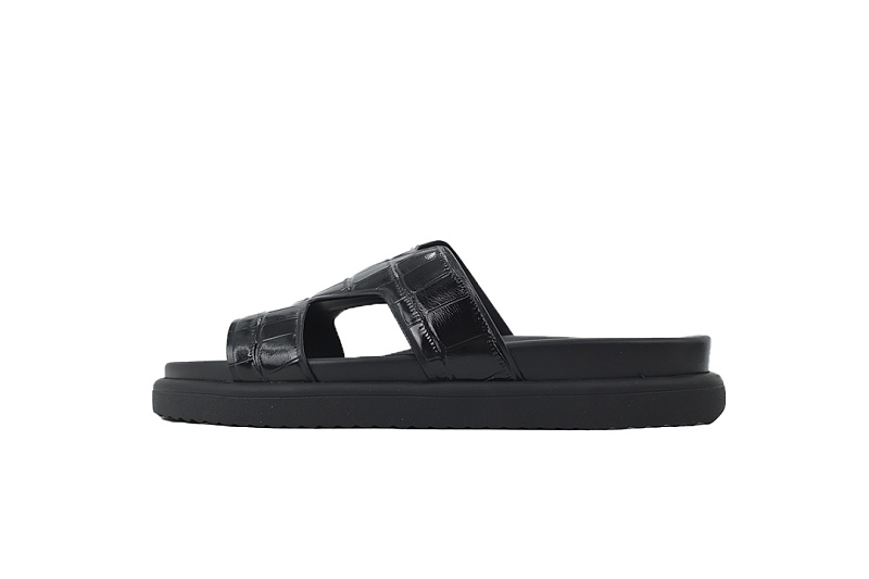 LOUIS VUITTON Oasis Mule Shoes Black Crocodile Leather