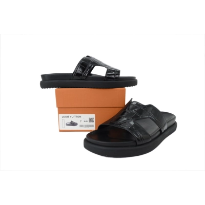 LOUIS VUITTON Oasis Mule Shoes Black Crocodile Leather 02