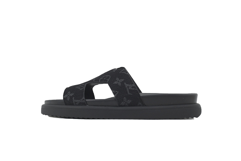 LOUIS VUITTON Oasis Mule Shoes Black Denim Fabric