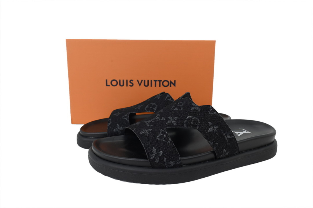 LOUIS VUITTON Oasis Mule Shoes Black Denim Fabric