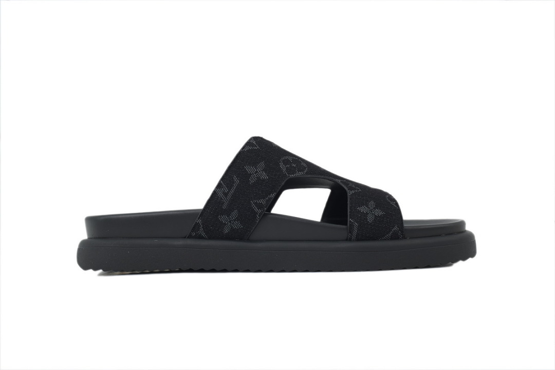 LOUIS VUITTON Oasis Mule Shoes Black Denim Fabric