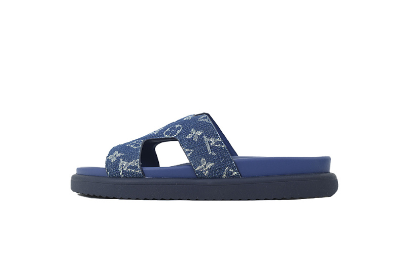LOUIS VUITTON Oasis Mule Shoes Blue Denim Fabric
