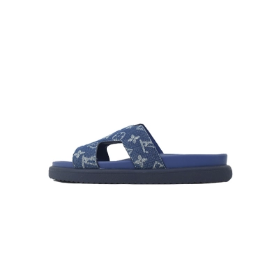 LOUIS VUITTON Oasis Mule Shoes Blue Denim Fabric 01