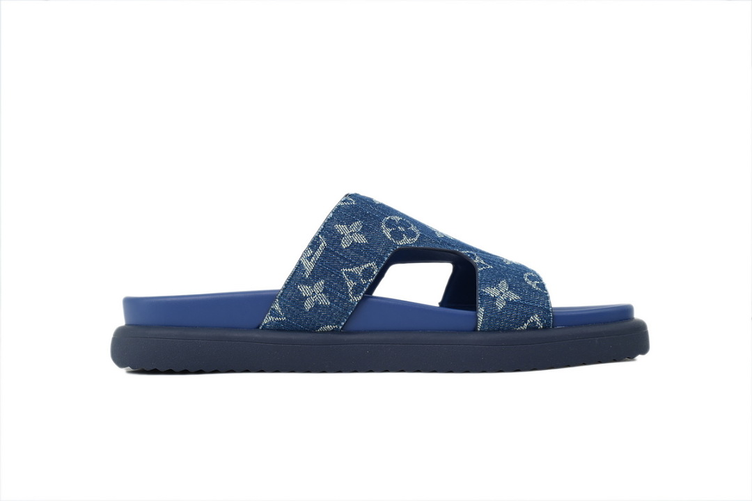 LOUIS VUITTON Oasis Mule Shoes Blue Denim Fabric