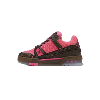 Zapatillas LOUIS VUITTON rosa brillante y marrón 01