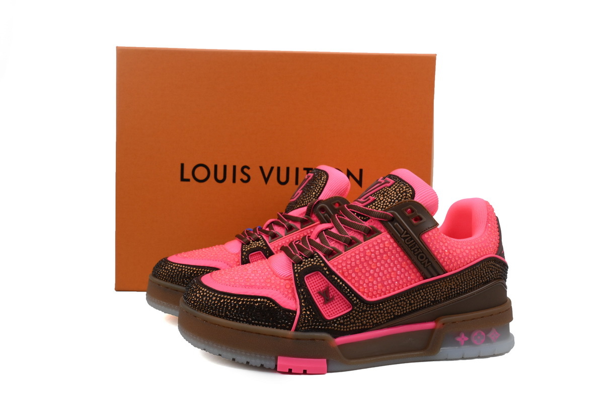 Zapatillas LOUIS VUITTON rosa brillante y marrón