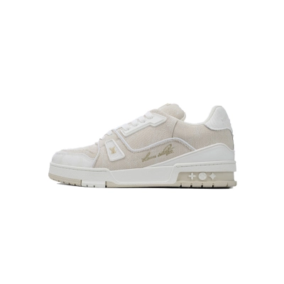 Zapatillas Louis Vuitton, color beige claro y blanco, 01