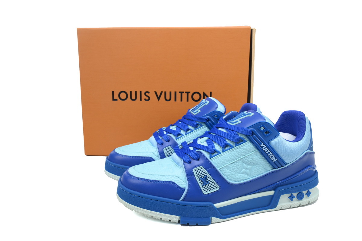 Baskets Louis Vuitton blanches et bleues