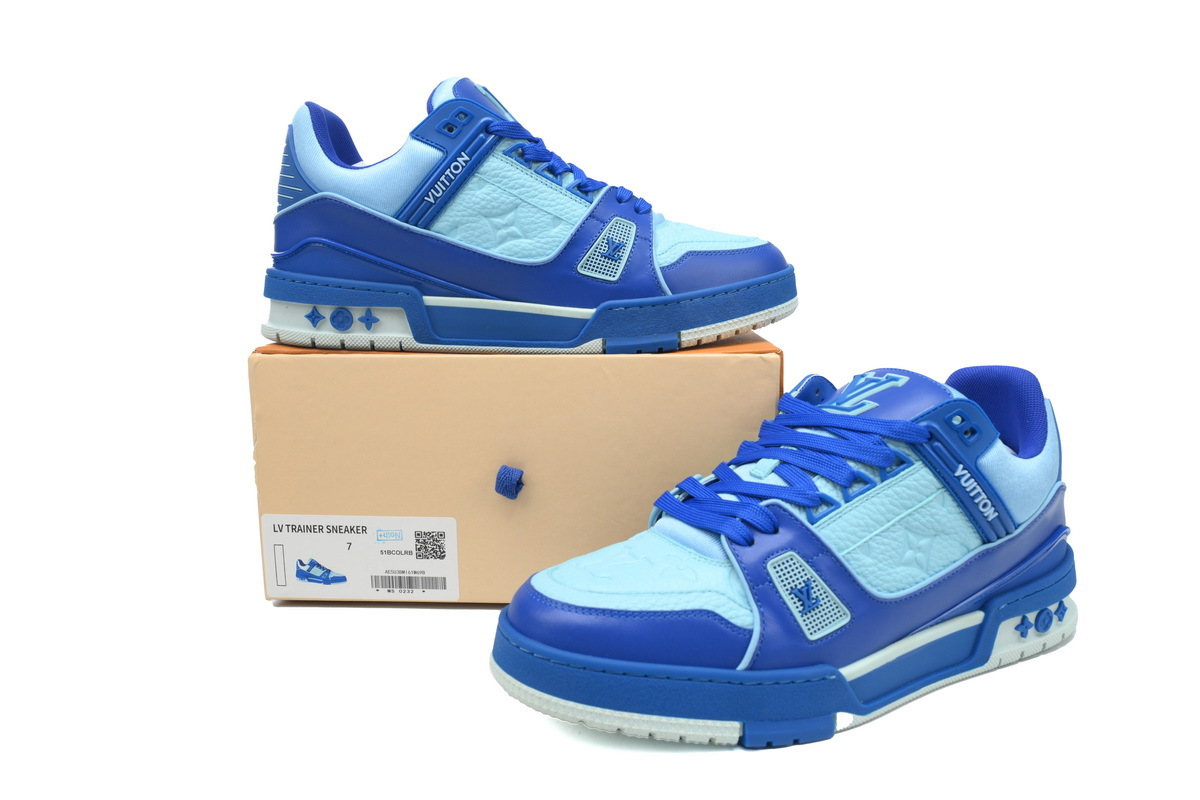 Baskets Louis Vuitton blanches et bleues