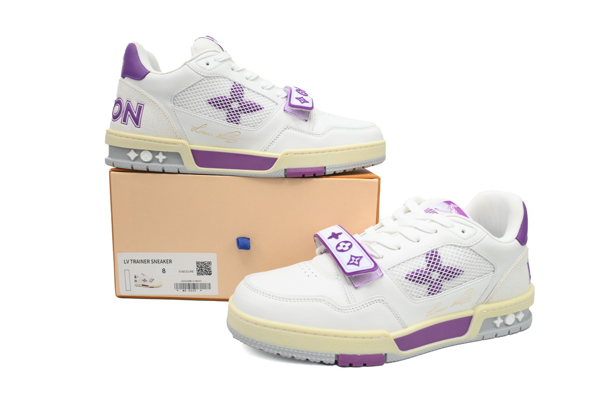 Baskets Louis Vuitton blanches et violettes