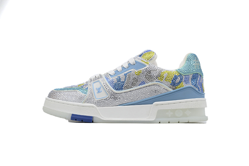 Baskets LOUIS VUITTON blanches et bleu ciel
