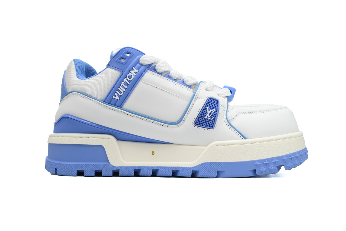 Louis Vuitton LV Trainer Maxi Style White Blue Leather Sneaker
