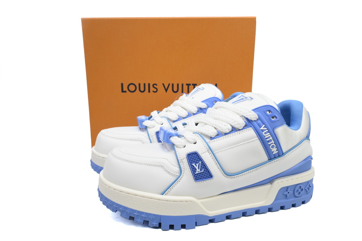 Louis Vuitton LV Trainer Maxi Style White Blue Leather Sneaker