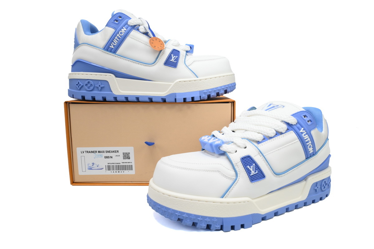 Louis Vuitton LV Trainer Maxi Style White Blue Leather Sneaker