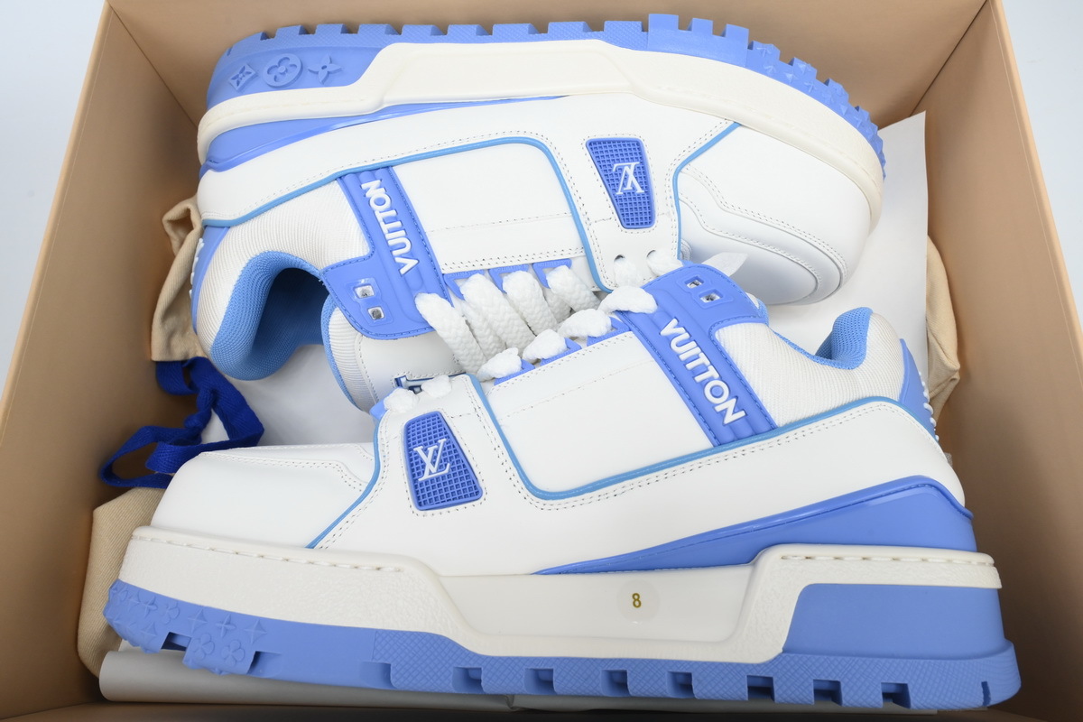 Louis Vuitton LV Trainer Maxi Style White Blue Leather Sneaker