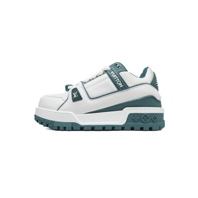 Louis Vuitton LV Trainer Maxi White Green Leather Sneaker 01