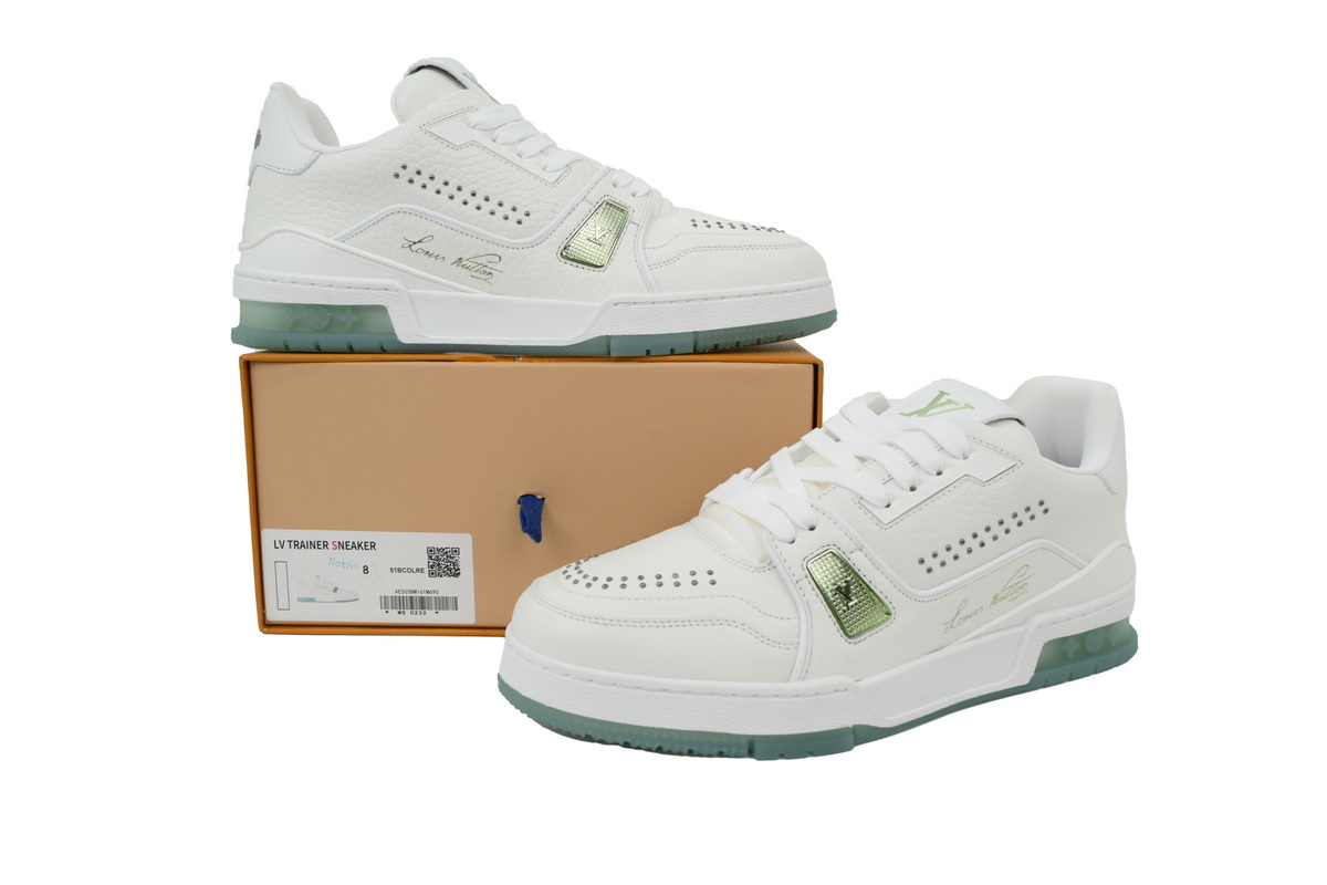 Louis Vuitton White Green Rivets