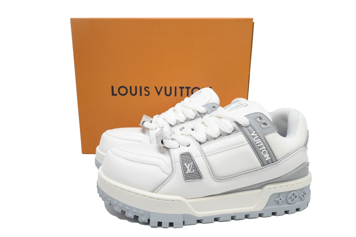 Louis Vuitton LV Trainer Maxi White Gray Leather Sneaker