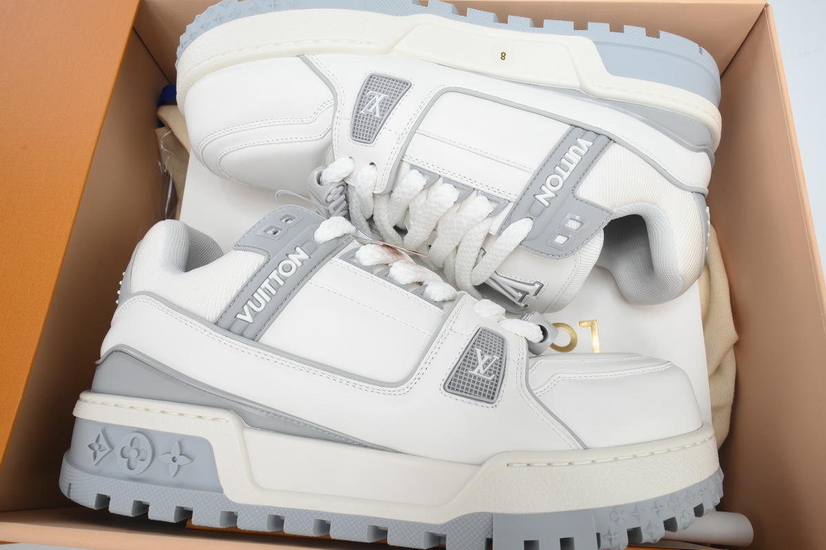 Louis Vuitton LV Trainer Maxi White Gray Leather Sneaker