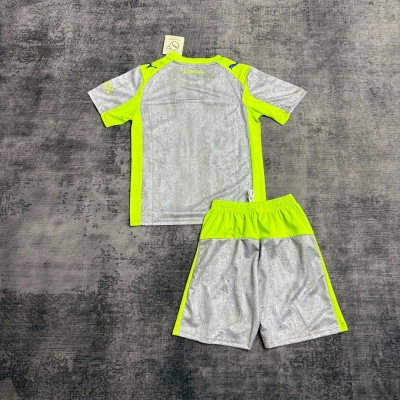 Manchester City Grey Neon Yellow Kids Jersey Set 02