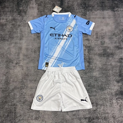Manchester City Sky Blue White Kids Jersey Set 01